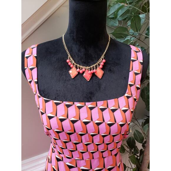 Diane Von Furstenberg Knee Length Dress Women's XL Pink Sleeveless Square Neck - Picture 2 of 12